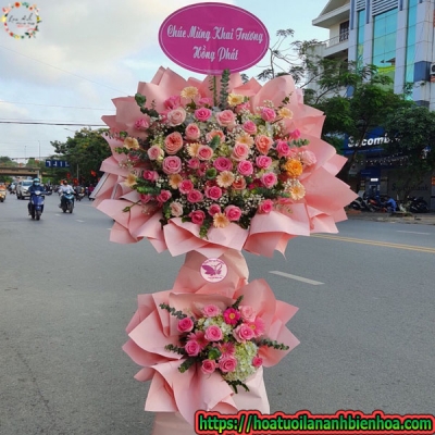 Lẵng hoa mừng khai trương 500k, mừng tân gia 500k, đặt hoa theo yêu cầu Biên Hòa